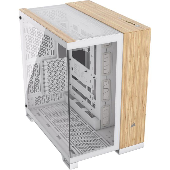 Boitier Moyen Tour E-ATX – Corsair 6500X – Blanc et marron – Refroidissement liquide – Panneaux vitrés – USB 3.0