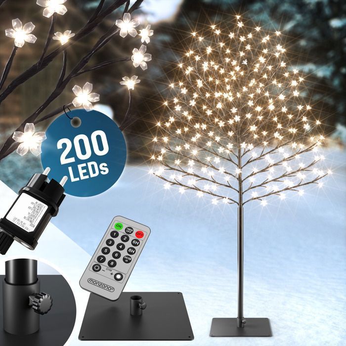 Arbre Cerisier Lumineux 200 LEDs 180cm pour Intérieur Extérieur Décoration fêtes