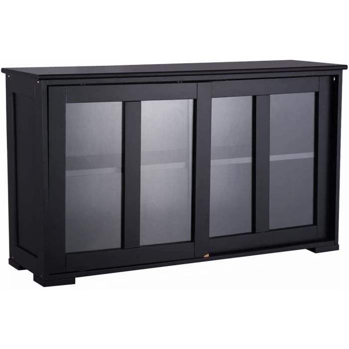 DREAMADE Buffet de Cuisine au Design Simple avec 2Etagères de Rangement Buffet de Rangement avec 2Portes Coulissantes en Verre
