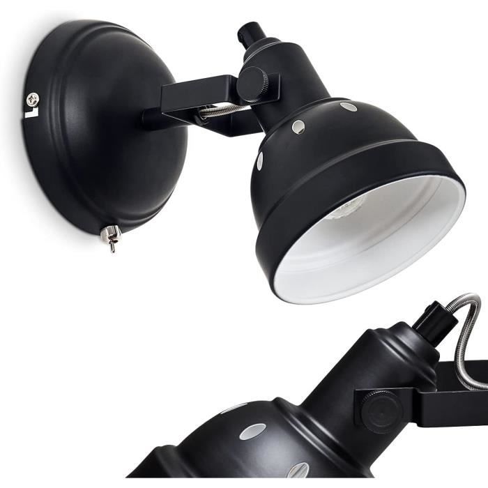 Applique Murale Design En Métal Noir Et Verre Fumé Texturé