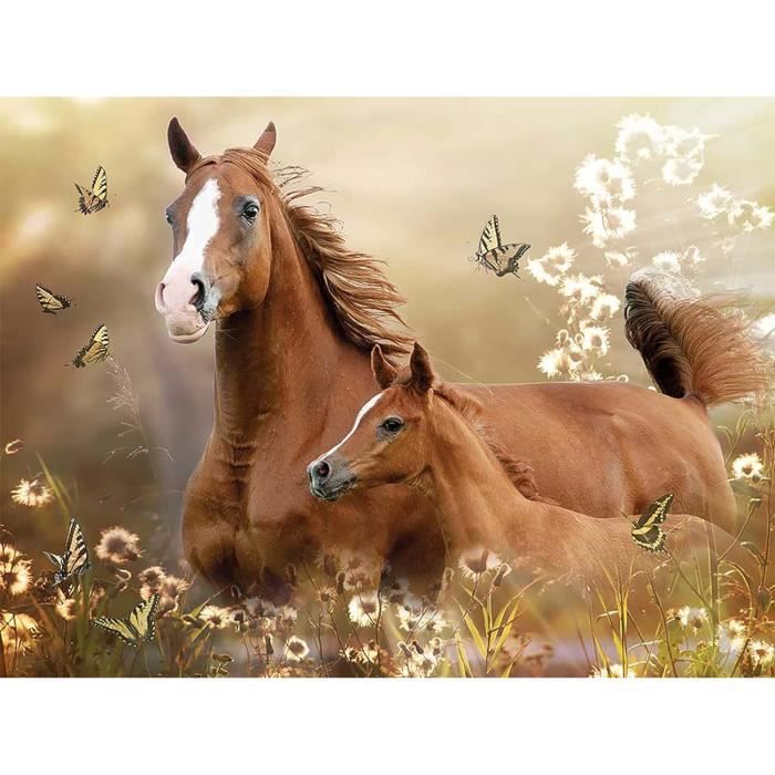 Kit Broderie Diamant 5D Cheval Bougimal - 40x50 Cm - Loisir Créatif Décor Murale - Activité Apaisante