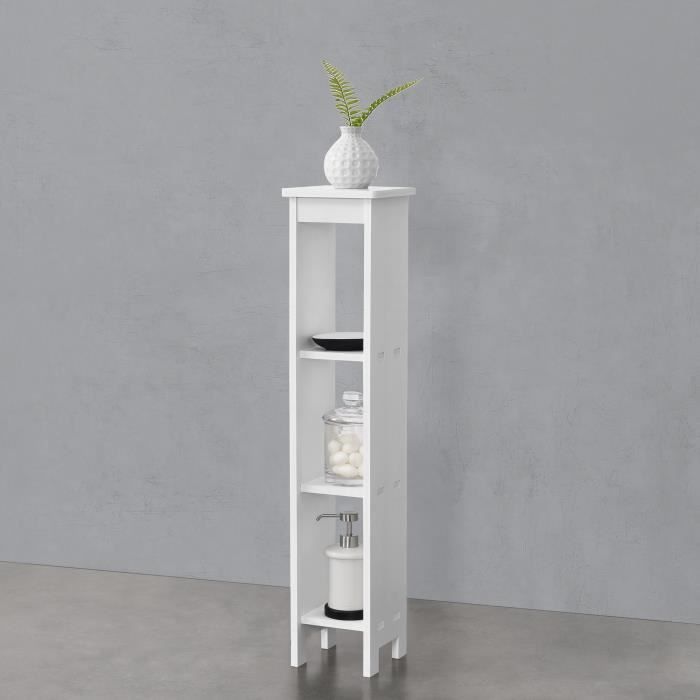 Meuble Colonne Arvika pour Salle de Bain à 3 Étagères 80 x 17 x 17 cm Blanc