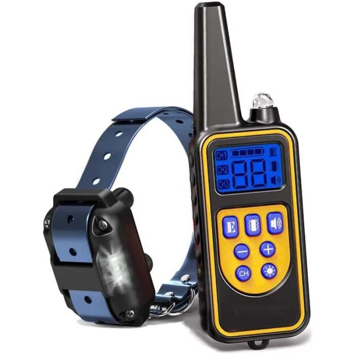 Meilleurs prix pour Collier de Dressage pour Chiens Rechargeable, Portée de 1000m, avec Mode Vibration, Son, Choc Statique et Lumière, IPX67 à L’Eau