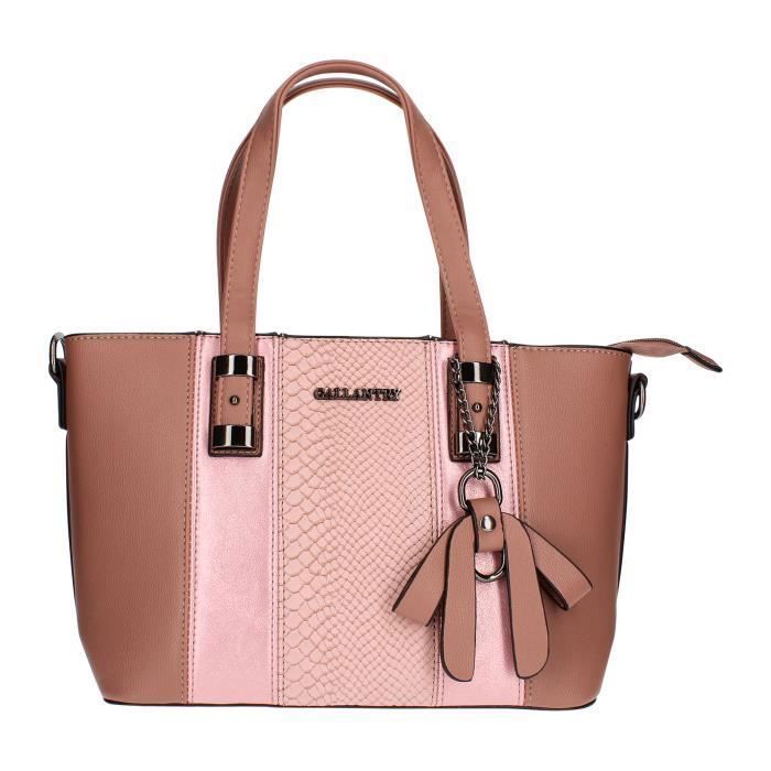 Sac a main Imprime Crocodile Classe et elegante Gallantry Paris Rose Antique Rose Antique Cdiscount Bagagerie Maroquinerie