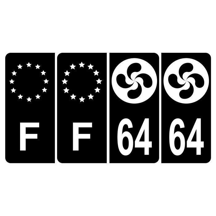 SAFIRMES - 4 Stickers Plaque 974 Black Edition - Déco Voiture & Casier
