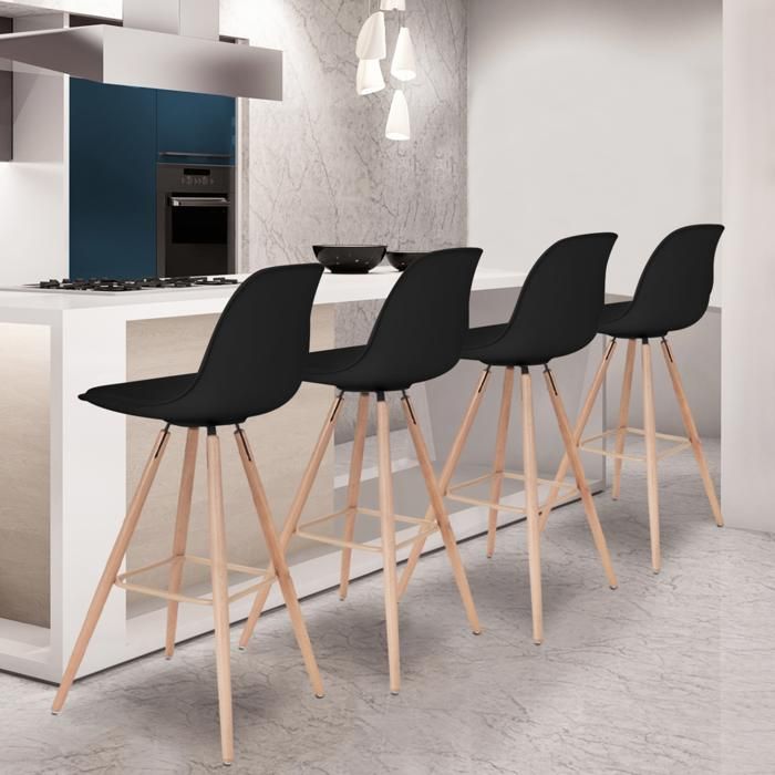 IDMARKET Lot de 4 tabourets de bar SARA noir IDMARKET Lot de 4 tabourets de bar SARA noir