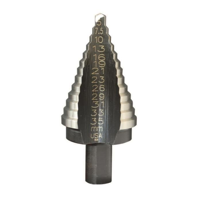 Foret étagé 4 à 22 Mm - 10 Tailles, Tige Hexagonale 6,35 Mm - Pour Métal, Bois, Plastique - Revêtement Titane - 9