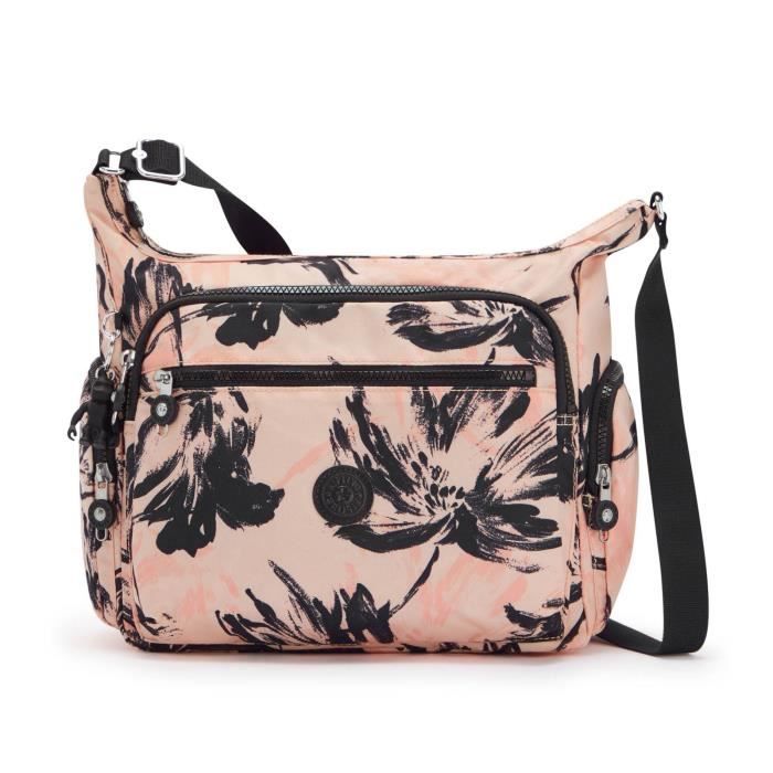 kipling basic print gabbie shoulderbag m coral flower [119973] -  sac à épaule bandoulière sacoche