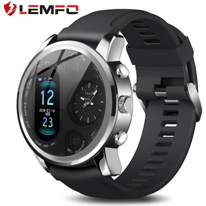 LEMFO T3PRO montre intelligente double fuseau horaire Sport hommes étanche fréquence cardiaque Bluetooth traqueur dactivité