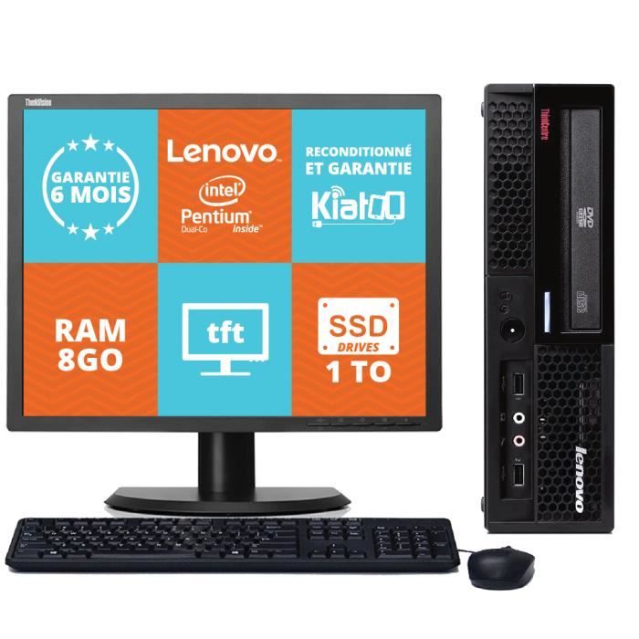ordinateur de bureau lenovo thinkcenter m58 ordinateur reconditionné dual core 8go ram 1to ssd disque dur ecran 19 pouces - Lenovo