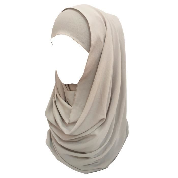 Hijab pour Femmes Foulard Écharpe Turban Châle Islamique, Tissu en Crêpe Bubble (Argent)