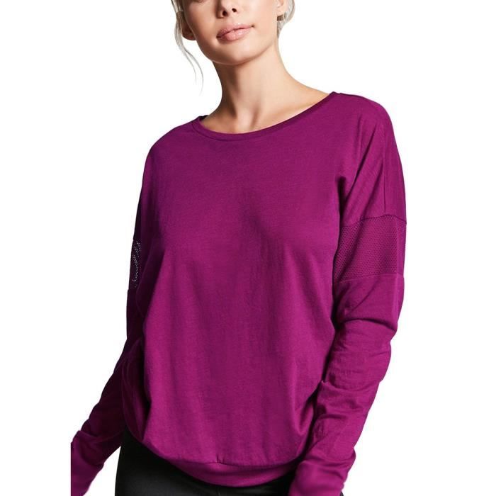 Tee-shirt d'entraînement pour femmes manches longues yoga running gym  sports t-shirt chemisier lâche extensible avec th UJH2X Taille Rose -  Cdiscount Prêt-à-Porter