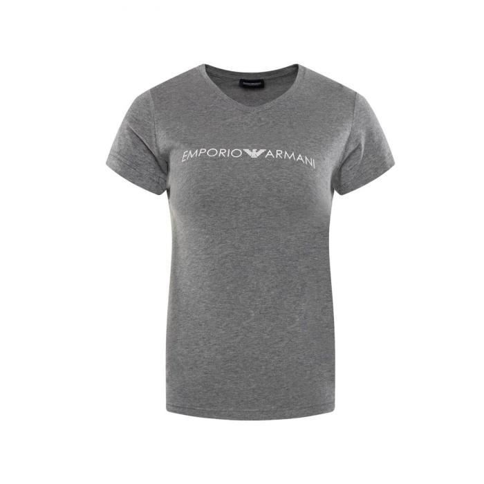 T shirt stretch logo imprime Emporio Armani 163321 9a317 Gris Manches courtes Col V 6749 gris Cdiscount Pret a Porter