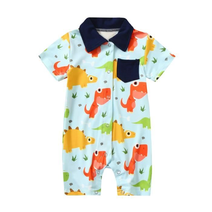 Barboteuse Bébé Garçon Fille Dessin Animé Mignon - Combinaison 2 Zip Manches Courtes