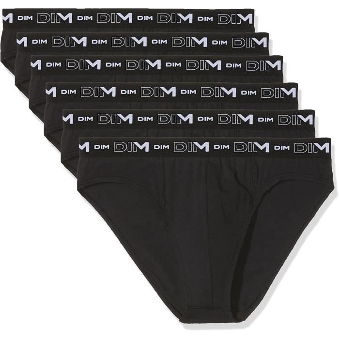 Slip Homme Dim Coton Stretch - Lot De 6 - Confort Optimal - Sans étiquette - Taille élastique
