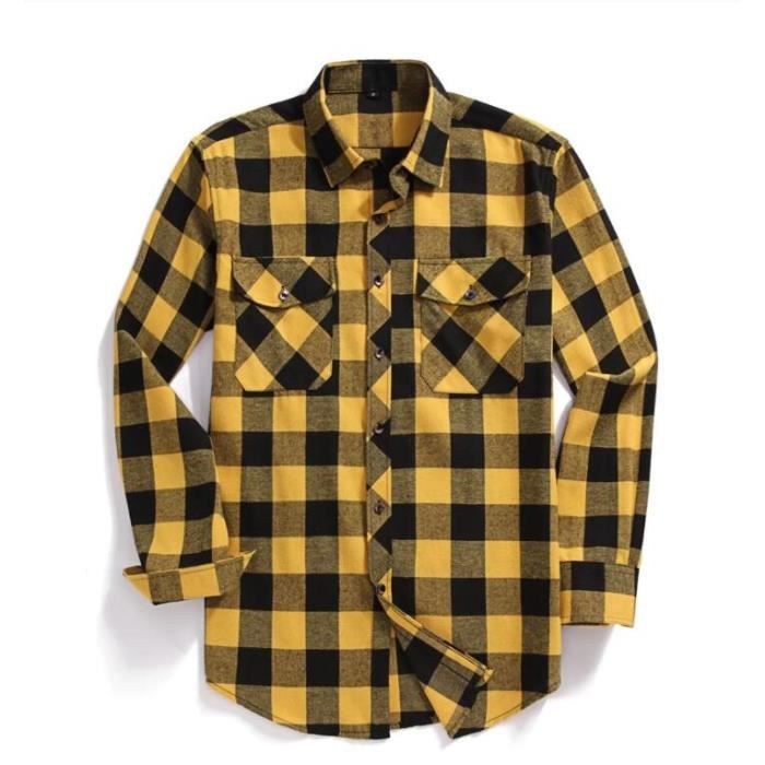 Chemise a carreaux jaune et noir homme clearance