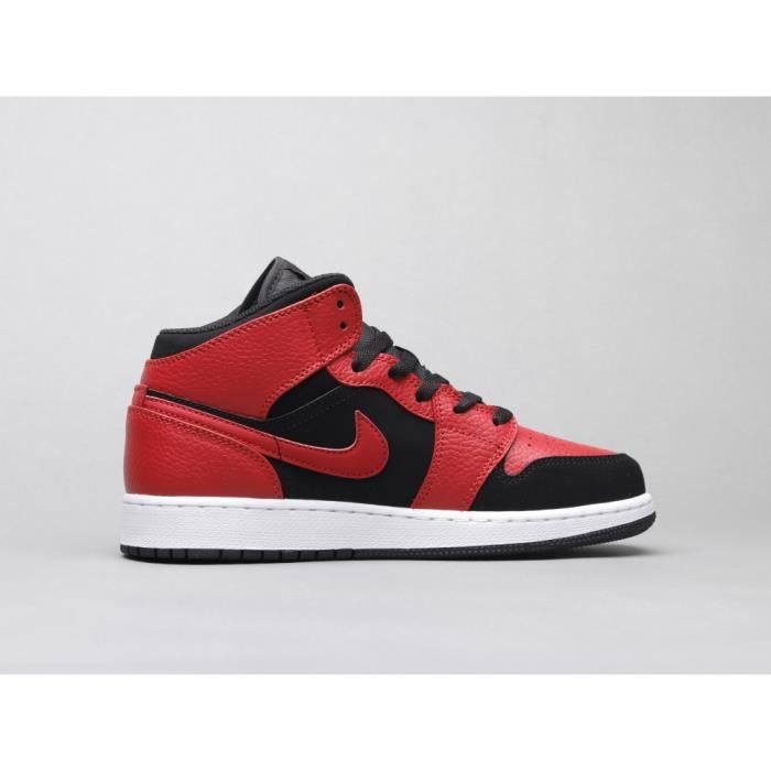 Air jordan 1 mid rouge et noir - Cdiscount