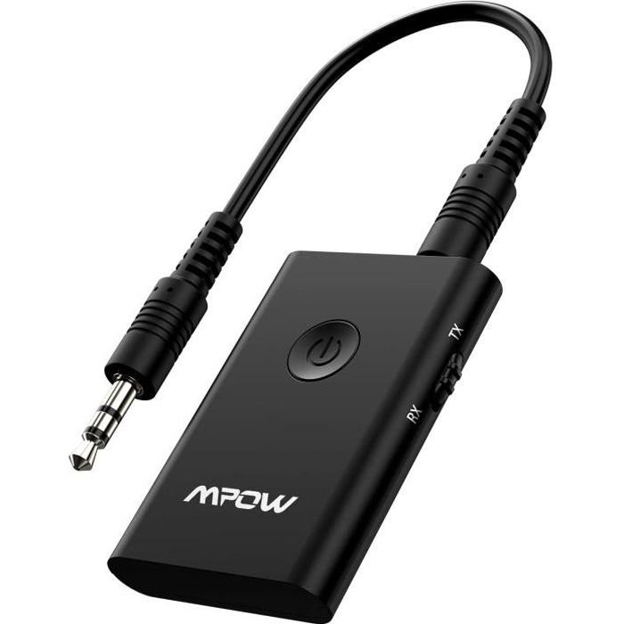 Diffusion à Domicile Haut-parleurs Mpow Récepteur Bluetooth 5.0 Kit Mains Libres pour Voiture Adaptateur Audio sans Fil avec Micro intégré Sortie Stéréo Jack 3,5mm pour Voiture HiFi