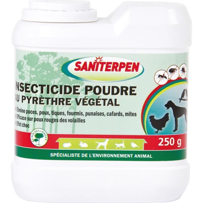 Insecticide puce, poux, fourmi, tique et punaise boîte 250 g