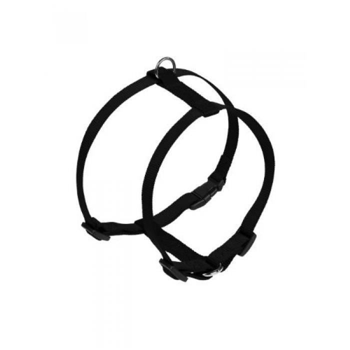 Harnais chien NOBBY en nylon noir 20 mm 50/70 cm réglable résistant à la traction Harnais chien NOBBY en nylon noir 20 mm 50/70 cm réglable résistant à la traction