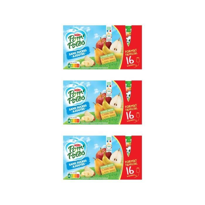 [ Lot de 3 ] Compotes pomme et poire banane sans sucres ajoutés Pompote