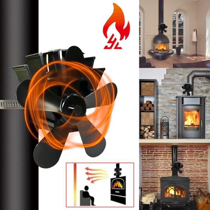 CRSURE SF-624 Ventilateur de cheminée à 4 feuilles sans électricité pour cheminée ou poêle à bois 
