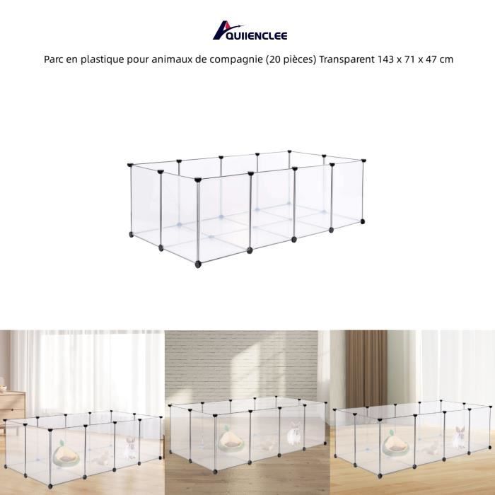Comparer les prix de Parc pour animaux de compagnie - QUIIENCLEE - Transparent - 143 x 71 x 47 cm - Modulable - Pour petits animaux