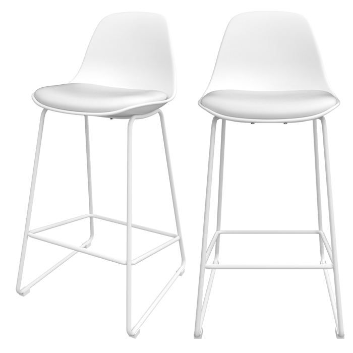 Lot de 2 chaises pour îlot central 65 cm blanches - Leni - Maison Pavane