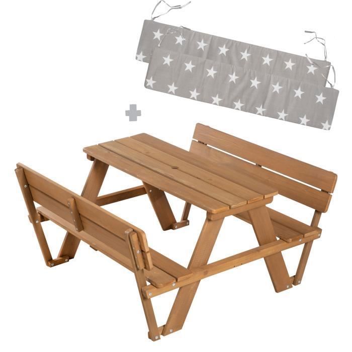 Table pique-nique enfants - ROBA - Outdoor + - Bois massif - 2 Coussins - 4 personnes Table pique-nique enfants - ROBA - Outdoor + - Bois massif - 2 Coussins - 4 personnes