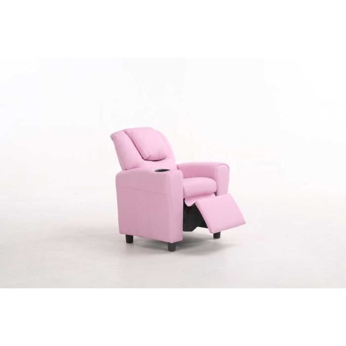 fauteuil enfant - rousseau - rex - similicuir rose - réglable manuellement - avec accoudoirs
