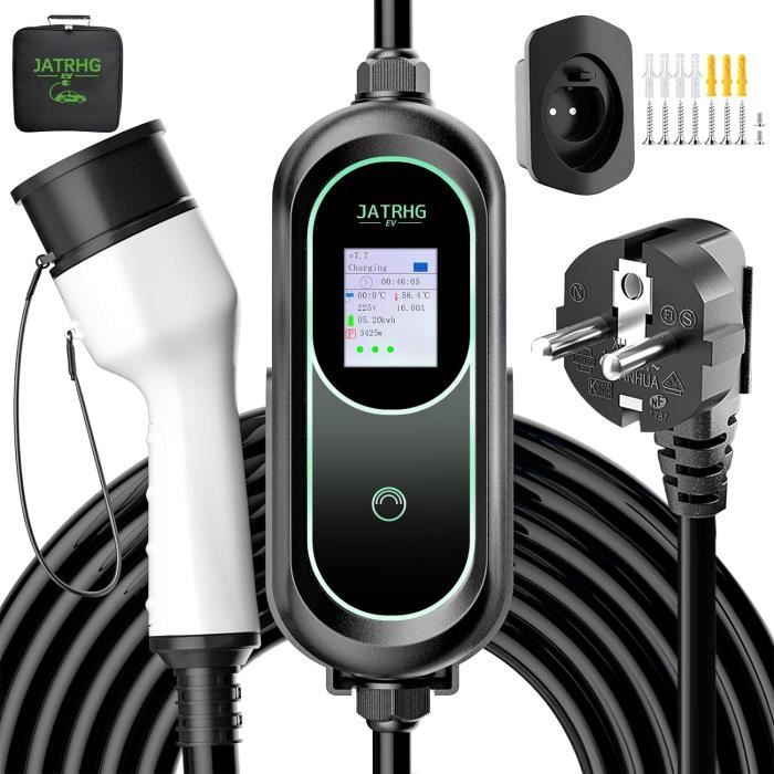 MAX GREEN Pika 16A Chargeur VE Portable Type 2 - Câble 7.5m Schuko Plug EVSE Station Charge Voiture Électrique