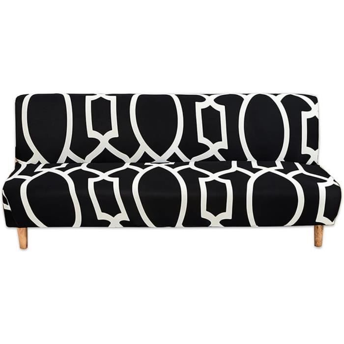 Meigeh Housse clic clac 2 Places Housse de canapé sans accoudoirs Extensible imprimé Housse canapé sans Bras Housse de canapé-lit Pliante élastique Couleur crème, sans Housse de Coussin