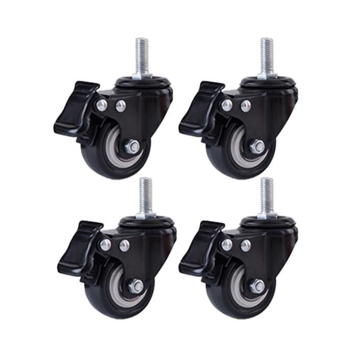 Lot de 4 roulettes pivotantes robustes en polyuréthane pour établi, chariot, étagère, meubles, hauteur 40 mm, charge 100 kg, avec écrou
