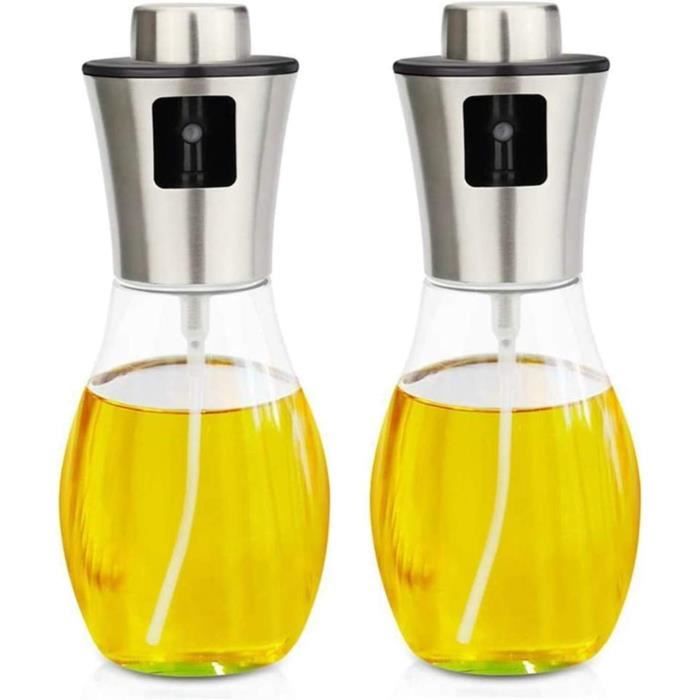 Vaporisateur à Huile Simpeak 200ml En Verre Épais - 3 Buses De Remplacement, 2 Brosses - Pour Cuisine, Salade, BBQ (Noir)
