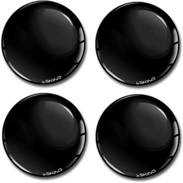 SkinoEu 4 x 60mm Autocollant 3D Silicone Universel pour Cache-Moyeu Enjoliveurs Centre de Roue Caches Emblème Noir A 76081