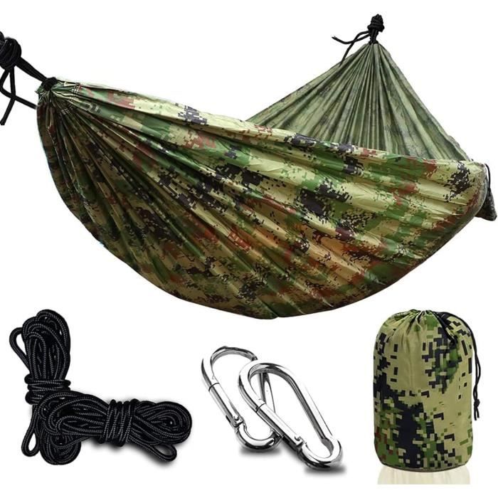 Hamac Nomad XL Ultra-léger En Soie Parachute Multicolore - Rouge & Jaune, Avec Cordes Et Mousquetons, Capacité 496 Lbs