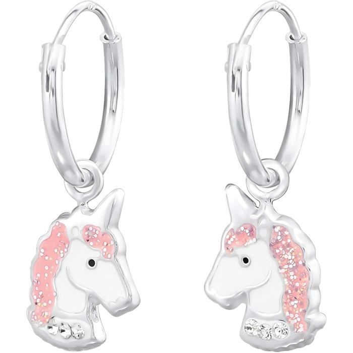 Boucles D'oreilles Pour Enfant En Argent Sterling 925 - Motif Lapin Brillant, Diamètre 15 Mm (marque Laimons Kids)
