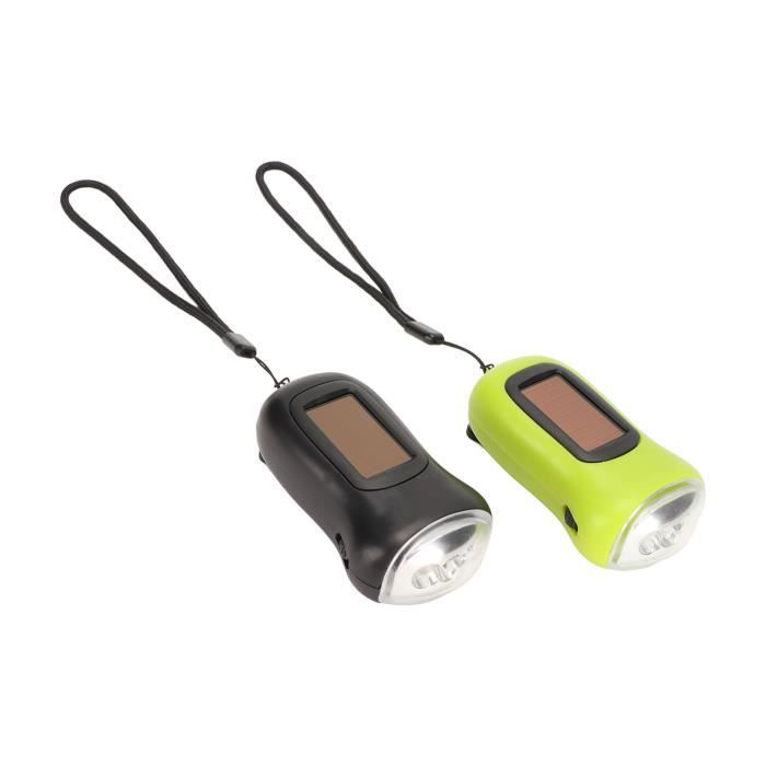 tbest lampe de poche à led 2 pièces lampe de poche à manivelle portable rechargeable léger noir vert lampe de poche à énergie