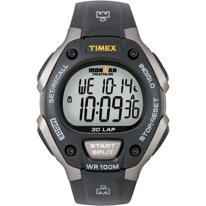 Timex Ironman T5E901SU - Montre Homme Digital 30-Lap Oversize Bracelet Résine Noir