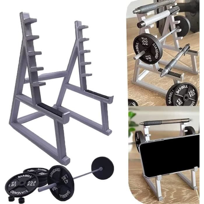 2 Porte-Stylos Squat Rack Miniature – Décoration Bureau Gym Haltères & Poids, Idéal Pour Amateurs De Musculation Et Fitness