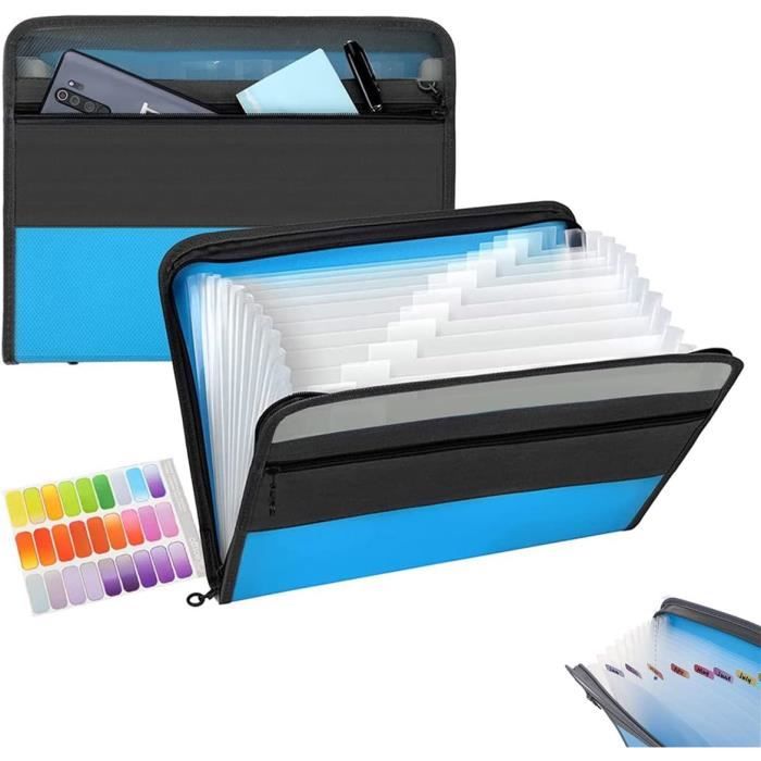 Trieur Accordéon A4 13 Poches - Fermeture Éclair - Portable - 34,5 X 27 X 3,8 Cm - Organisation Documents - 8