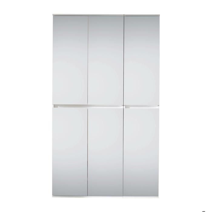 MIRROR - Meuble de chambre - Armoire avec 6 portes-miroirs en mélaminé blanc. L-H-P : 111-191-34 cm. MIRROR - Meuble de chambre - Armoire avec 6 portes-miroirs en mélaminé blanc. L-H-P : 111-191-34 cm.