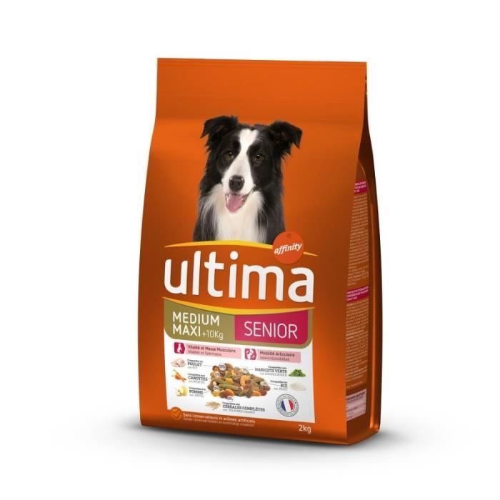 Meilleurs prix pour Croquettes Ultima pour chien senior - Repas équilibré anti-vieillissement cellulaire - 2kg x 2