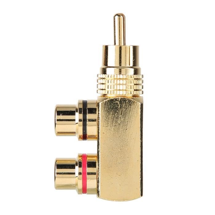 WLGQ Adaptateur RCA Coudé à 90° – Mâle Vers Femelle, Plaqué Or, Angle Droit, Pour Hi-Fi Audio Et Vidéo (lot De 2)