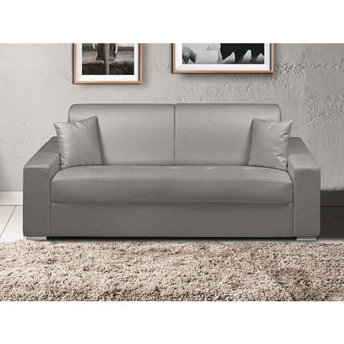 Canapé 3 Places Convertible Express En Tissu Chenille Taupe - Couchage
