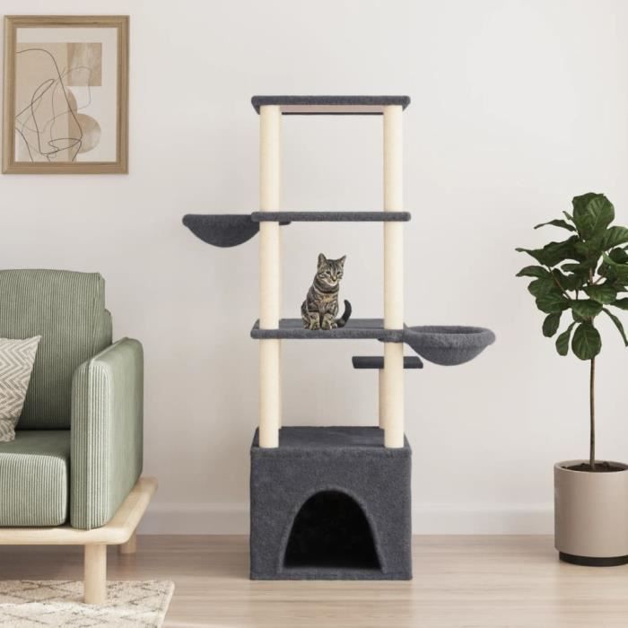 Meilleurs prix pour vidaXL Arbre à chat avec griffoirs en sisal gris foncé 147 cm
