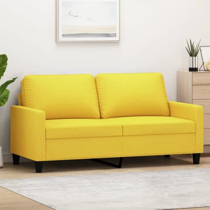 Divan - Sofa Moderne Canapé à 2 places - Jaune clair 140 cm Tissu 22,65Kg, FR2023