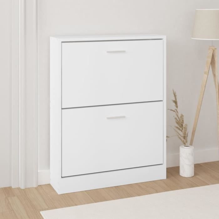 vidaXL Armoire à chaussures Blanc 59x17x81 cm Bois dingénierie 342534