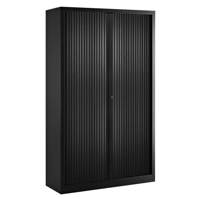 armoire haute à rideaux monoblocs eco-conçues 198 x 120 cm noir-noir