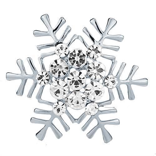 Broche Vintage Flocon De Neige - Laiton Argenté Avec Zirconiums, Bijou Fantaisie